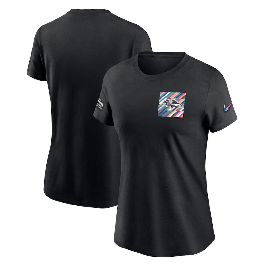 Women's Baltimore Ravens Black 2023 Crucial Catch Sideline Tri-Blend T-Shirt(Run Small)